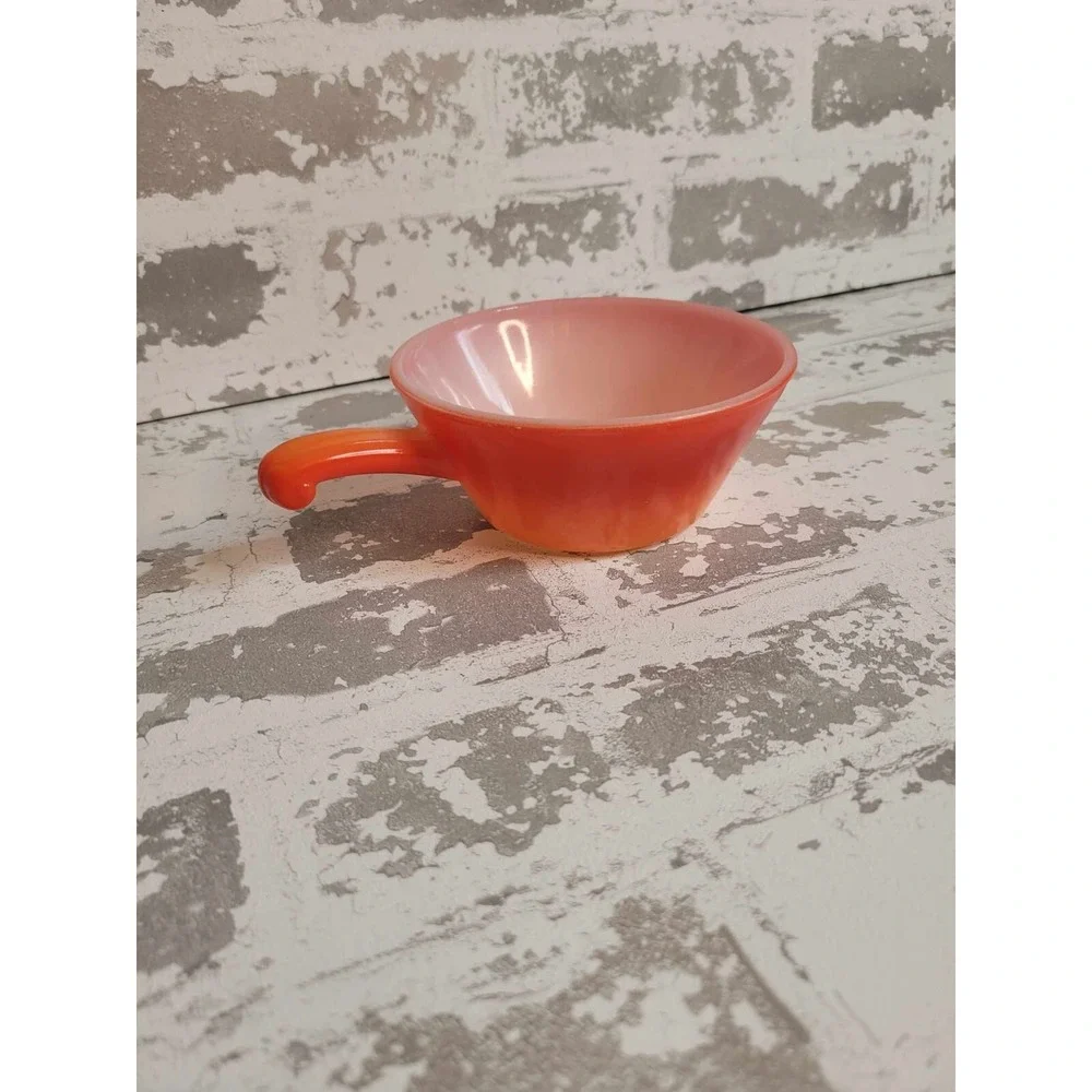 VINTAGE Fire King‎ Flame Orange 10 oz Handled Soup Cup Mug Bowl